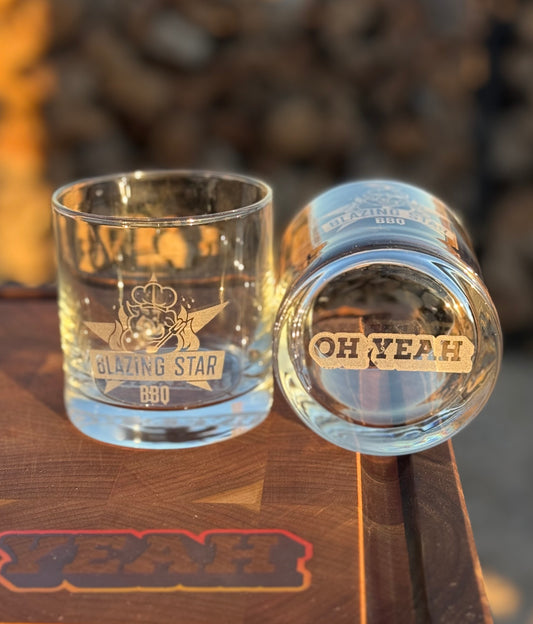 Blazing Star BBQ Whiskey Glass OH YEAH